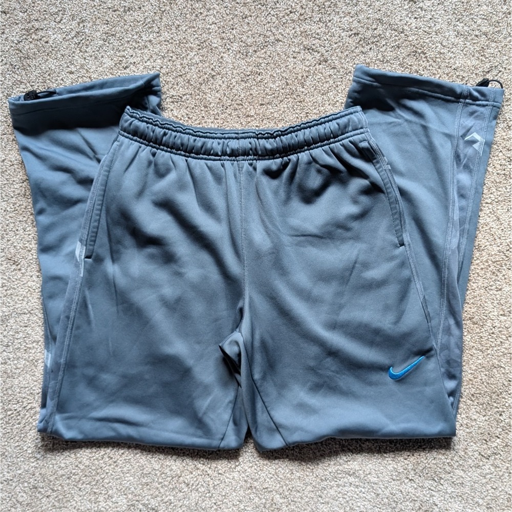 Nike Mens L Blue Gray Therma-Fit Sweatpant Bootcut Fleece Camo Lounge Athletic
